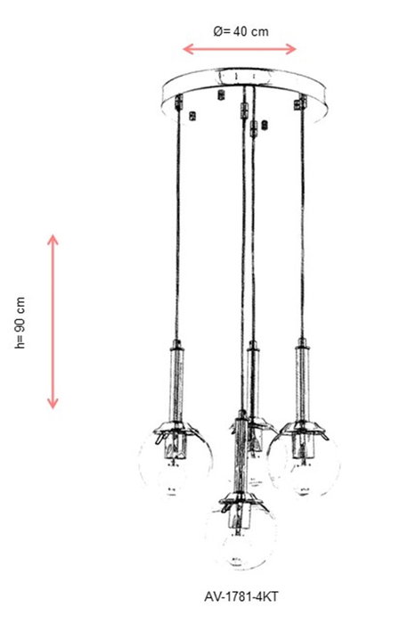 Opviq AV-1781-4KT Lámpara de araña cromada con tapa de cristal Opviq AV-1781-4KT Lámpara de araña cromada con tapa de cristal